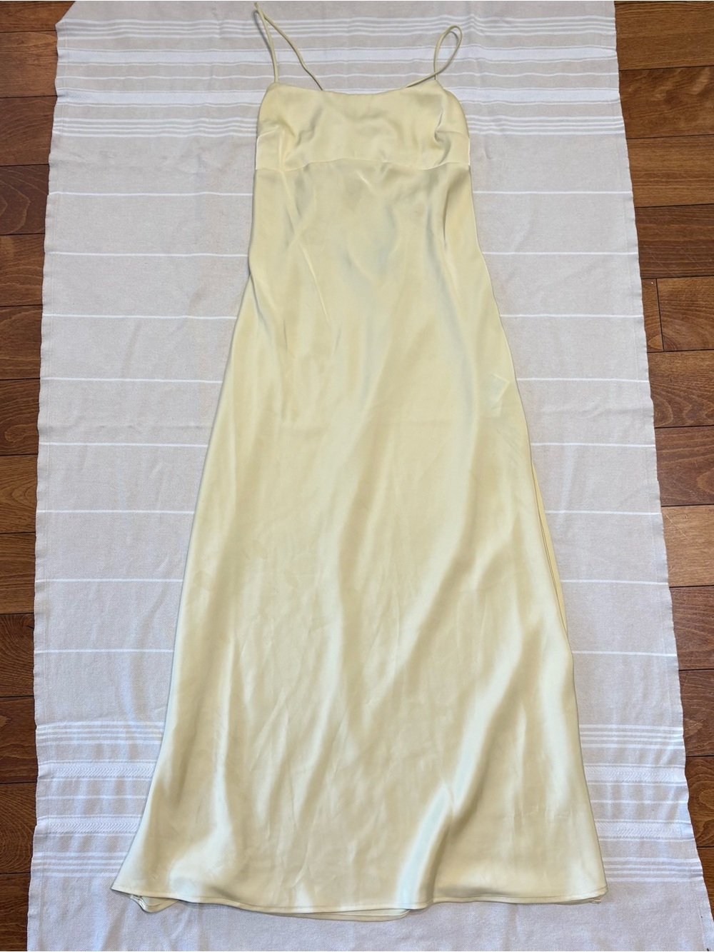 H&M Pale Yellow Satin Slip Maxi Dress